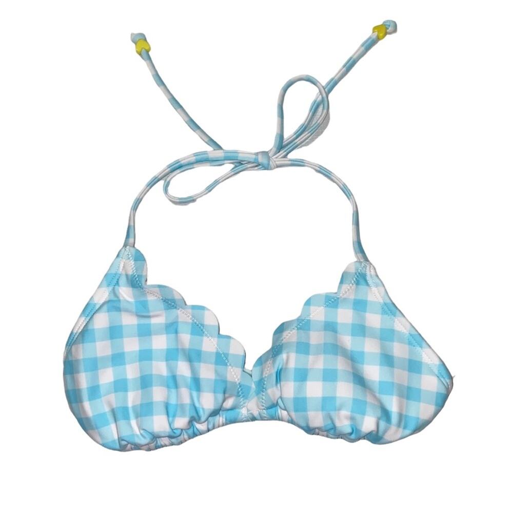 Stoney Clover Lane x Target Blue Gingham Scalloped Bikini Top XXS NWT Halter